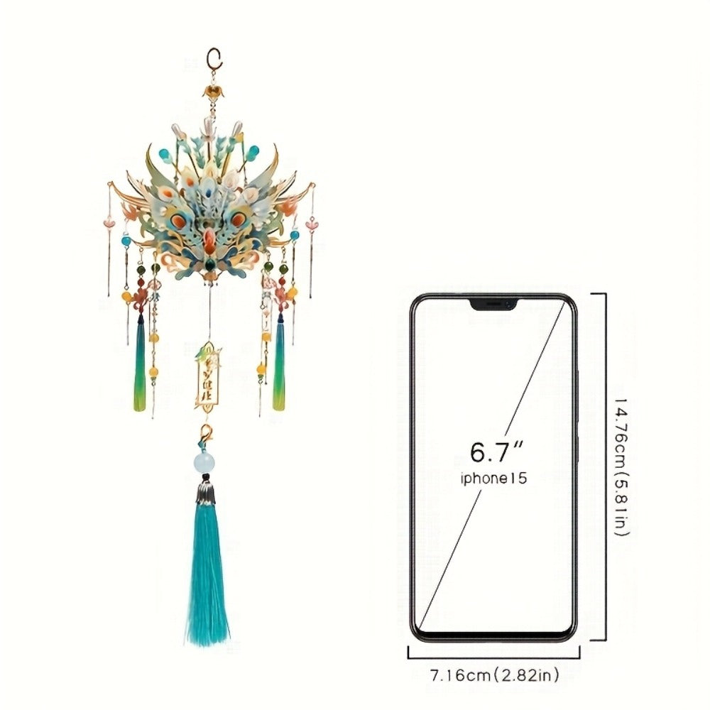 3D Metal Puzzle Phoenix Crown Qingluan – Blue & Gold DIY Assembly with Beads & Tassels, Chinese Mythology Art Collectible, Unique Romantic Gift for Girlfriend Boyfriend Birthday Anniversary