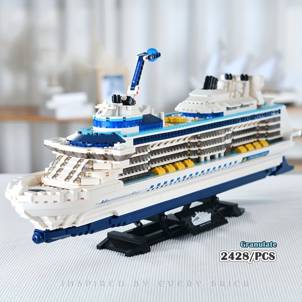 2428-Piece Cruise Ship Building Block Display Model with Nautical Details