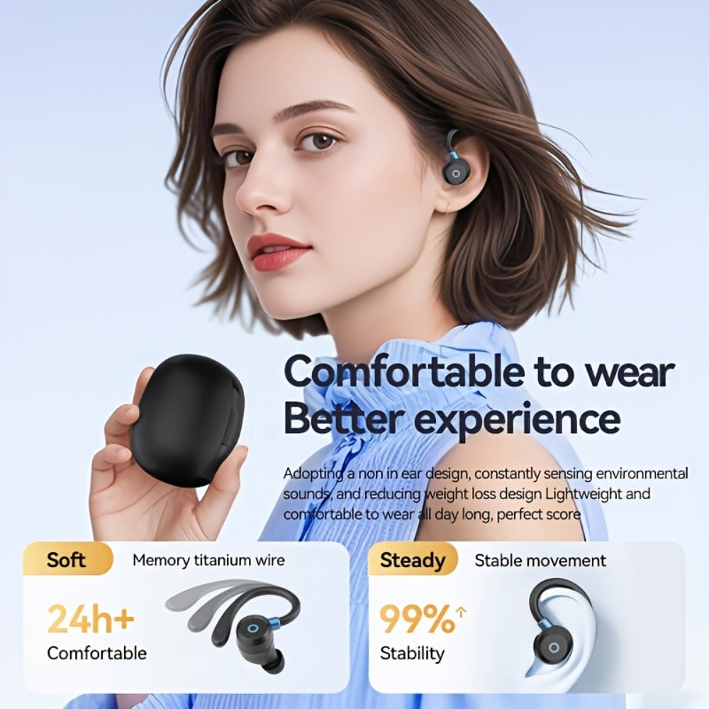 Hi-Fi Stereo Wireless Earbuds LED Digital Display Touch Control Noise Canceling Fast Charging Gaming Sport Headset Lightweight In-Ear Earphones for Commute Gamers iOS Android Black Blue White