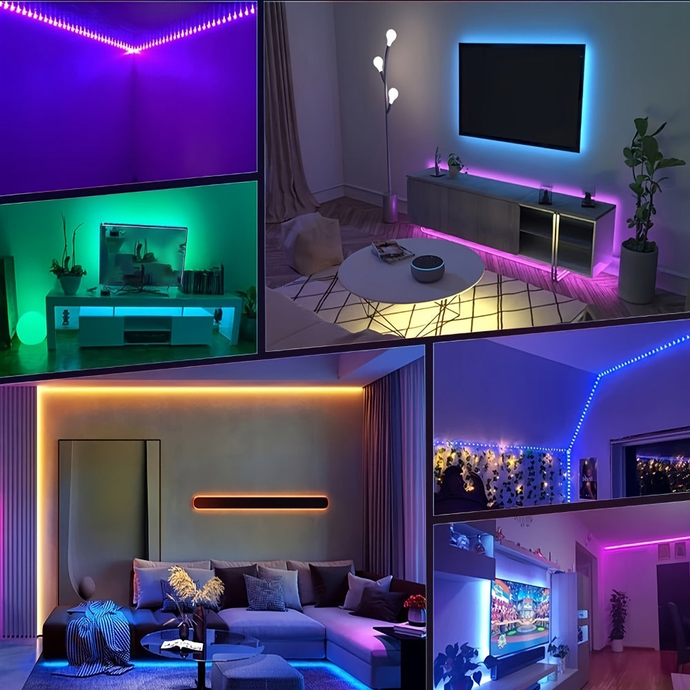LED Strip Lights RGB 50ft 100ft – Smart Color Changing Light Strip Remote Control Stepless Dimming Music Sync for Bedroom TV Backlight Living Room Stairs Party Christmas Halloween Decor