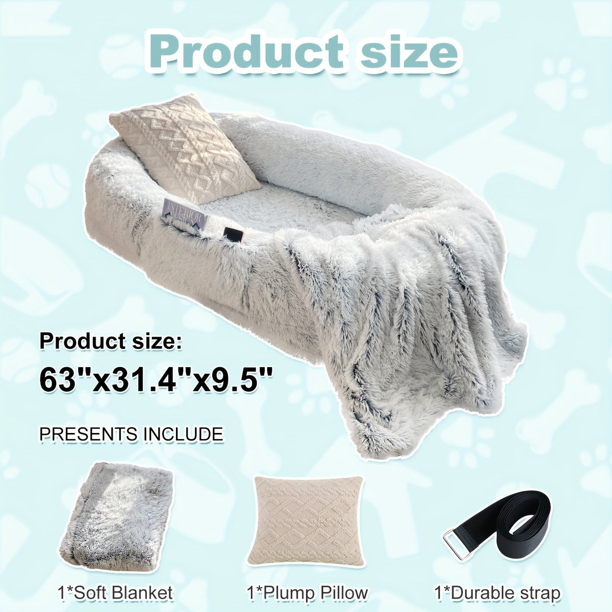 Human Dog Bed with Washable Faux Fur Cover in Two Size Options for People and Pets