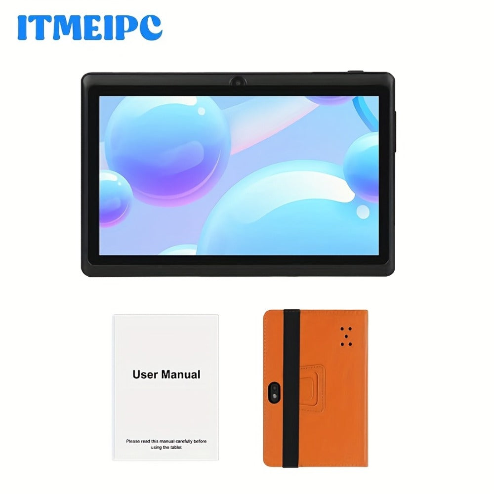 7 Inch Android 14 Tablet for Kids & Beginners – Quad-Core, 4GB RAM, 32GB ROM, HD IPS Display, Dual Camera, WiFi, USB-C, Built-in Case, Lightweight Portable Design, Perfect Gift for Children & Seniors