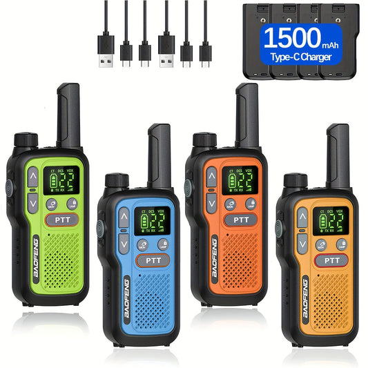 FRS Walkie Talkies, BAOFENG 22 Channels with VOX, LCD and USB-C Charging, 2 or 4 Pack