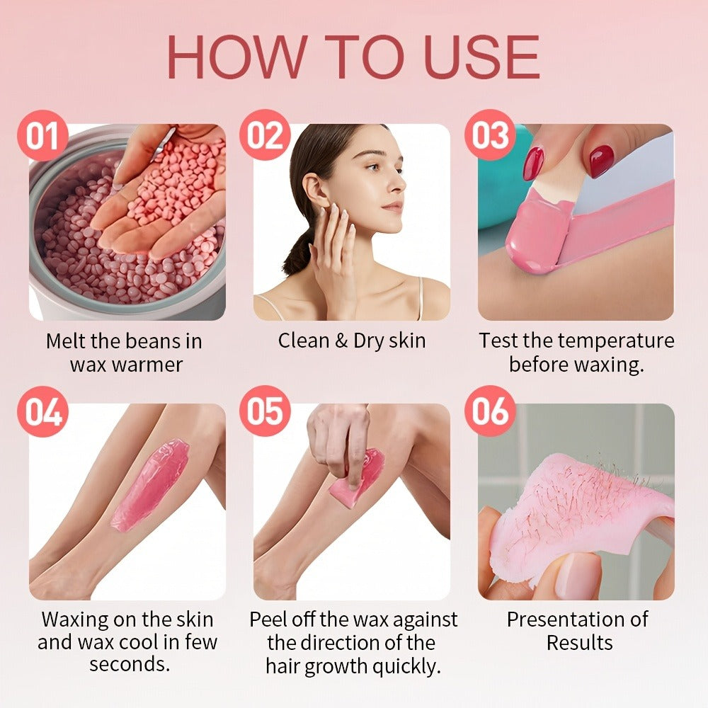 Hard Wax Warmer Kit 43 Piece Complete Home Waxing Set with Pink Hard Wax Beads - No Strip Hair Removal for Face Eyebrow Body Brazilian Bikini Underarm - Professional Wax Pot Machine for Women & Men