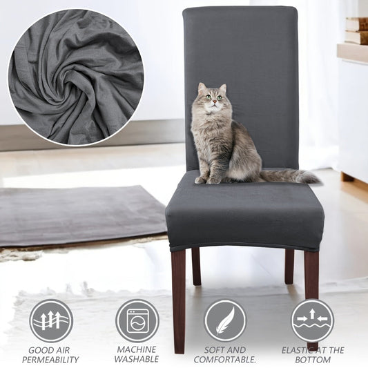 Dining Chair Covers in Silky Stretch Fabric with Elastic Bands, Sets of 4 or 6