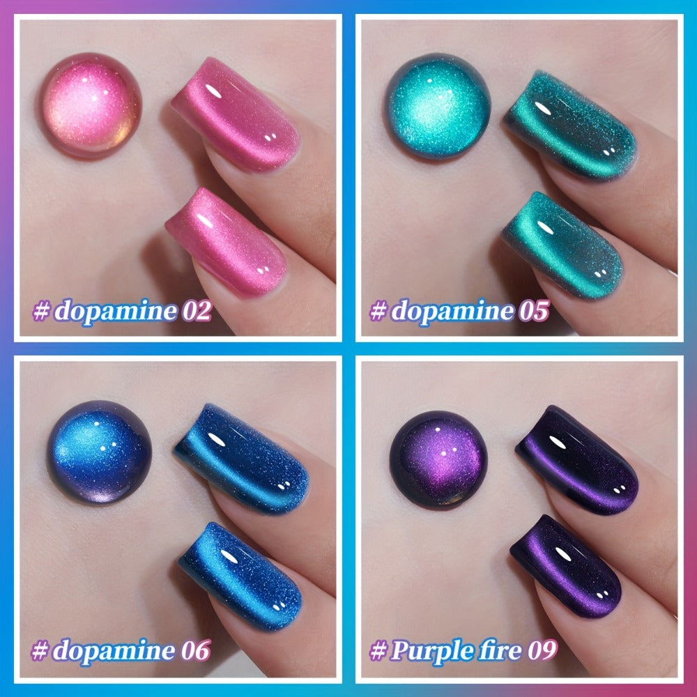 Cat Eye Gel Polish Set 4 Colors – Interstellar Galaxy Series Magnetic Nail Polish with Dazzling Shimmer Luster, UV LED Soak-Off Gel for Salon Nail Art & Home Manicure Gift for Women