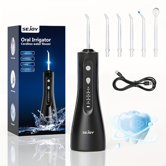 Portable Water Flosser with USB Charging and 10.14oz Reservoir, 401 Black