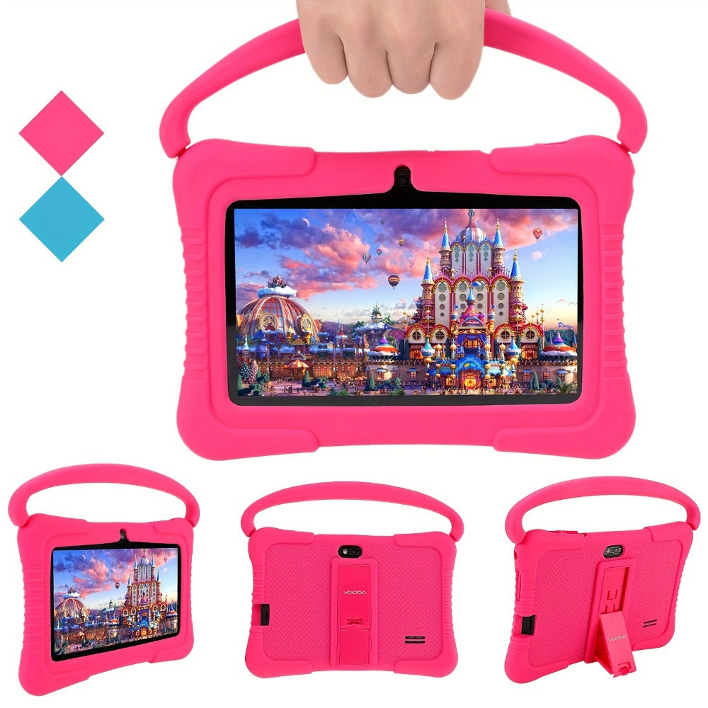 Veidoo Kids Tablet 7 Inch Android Eye Protection Screen Parental Controls Drop-Proof Silicone Case Dual Camera Educational Games WiFi 1GB 16GB 2GB 32GB Children Learning Tablet Pink Blue Purple