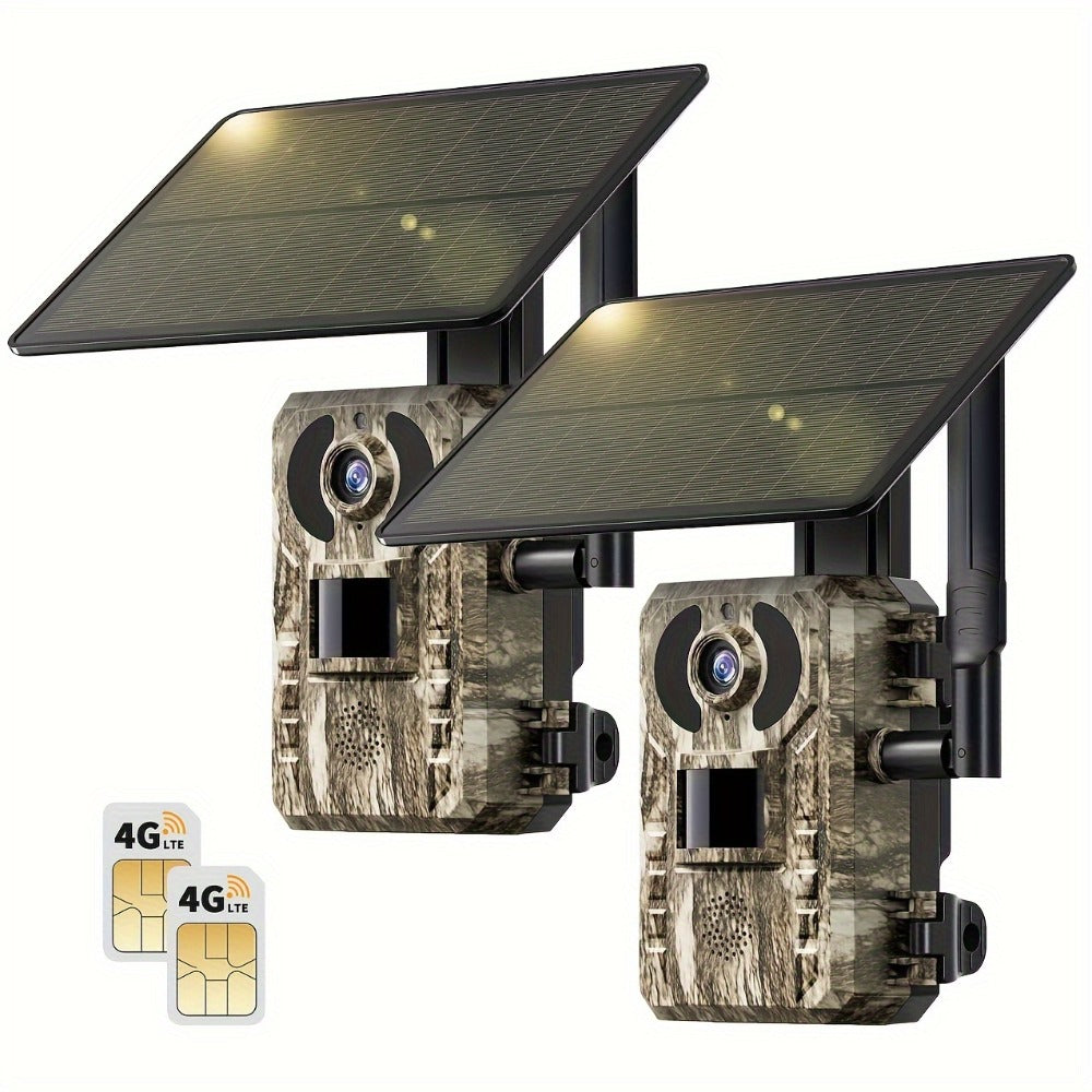 Solar Powered 4G Trail Camera 4K Live View 0.2s Trigger Speed 120° Wide Angle 850nm Night Vision No WiFi Needed Cellular Hunting Wildlife Game Camera with Remote Phone Access