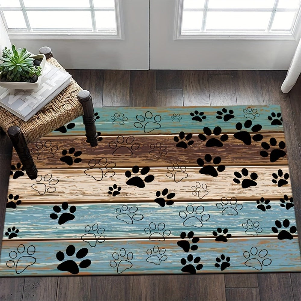 Cat Paw Print Door Mat Non-Slip Washable – Indoor Outdoor Welcome Mat Quick-Dry Anti-Slip Rug for Living Room, Bedroom, Bathroom, Kitchen, Entryway – Multiple Sizes
