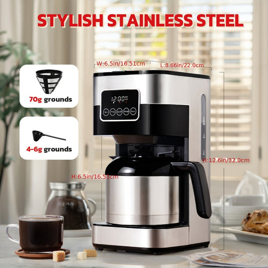 Programmable Drip Coffee Maker with Touchscreen & Brew Strength Control, Stainless Steel