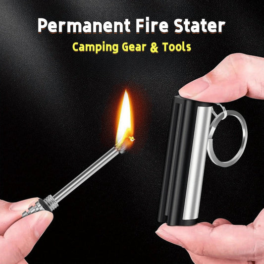 Metal Match Fire Starter Keychains, Refillable Silver-Tone Lighters, 10-Pack