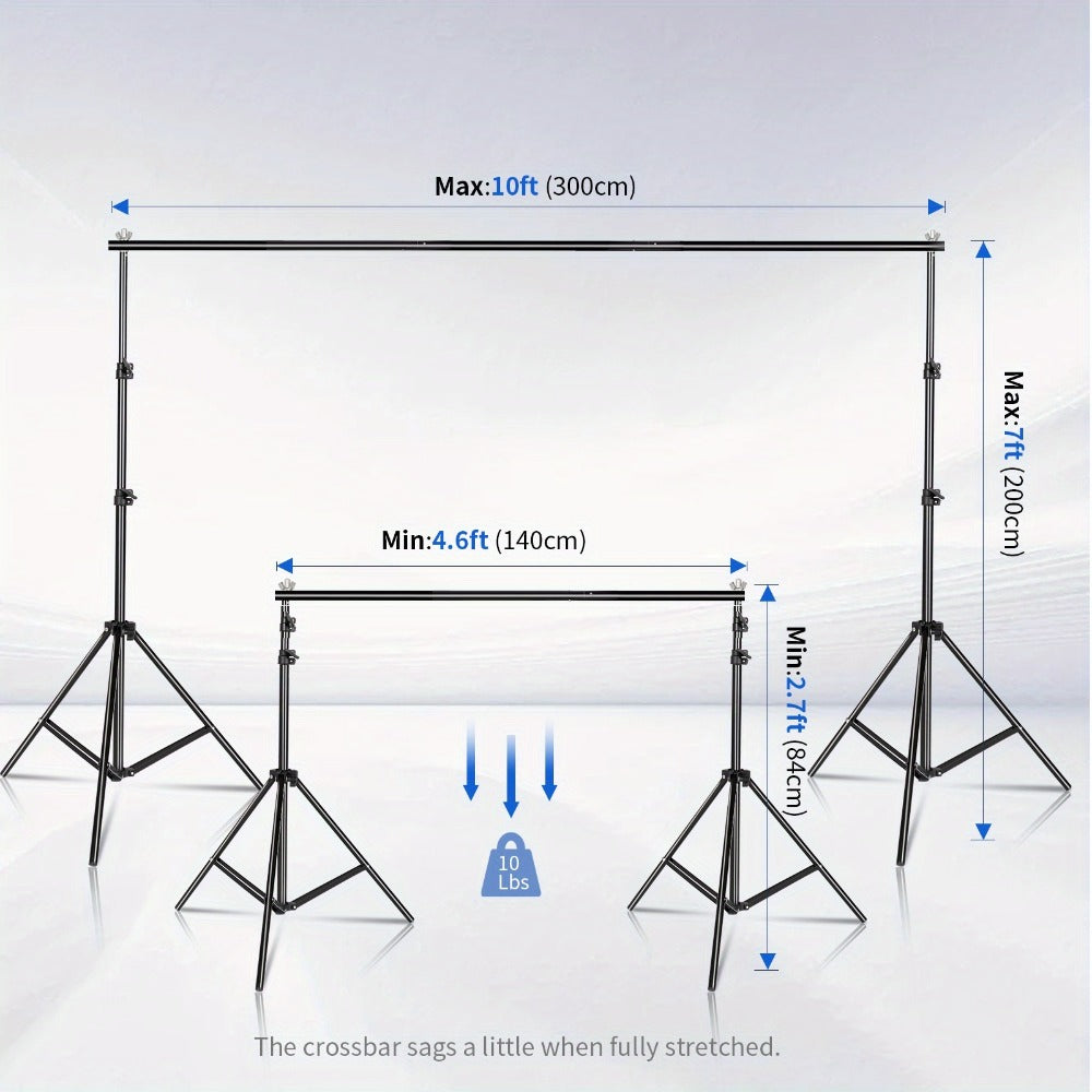 10x7ft Adjustable Backdrop Stand Kit for Photo Studio - Background Support System with 2 Stands, 4 Crossbars, 4 Clamps & Carry Bag for Photography, Video Shoots & Events