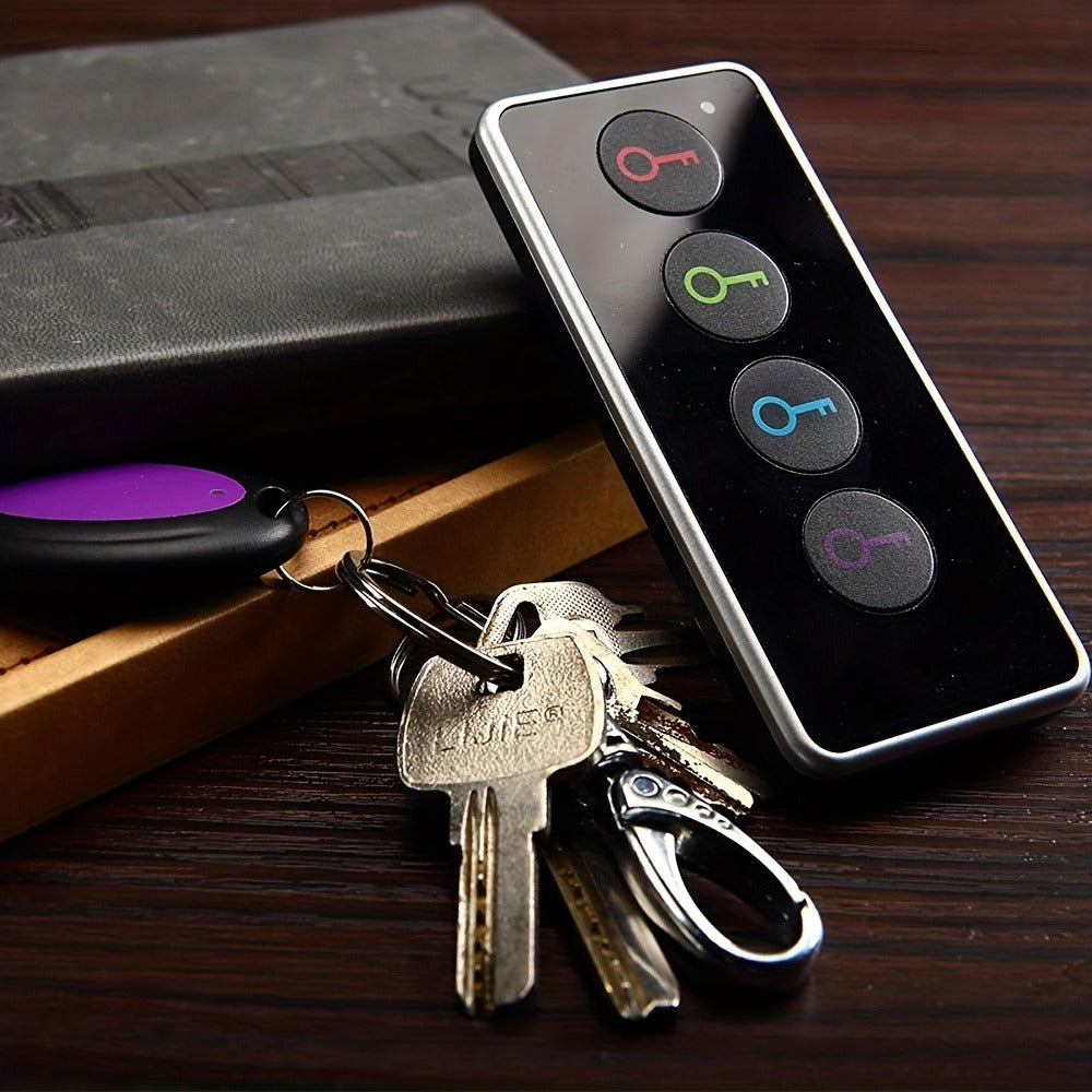 RF Key Finder 4 Receivers No App Required – Wireless Item Locator 131ft Range with LED Flashlight, Easy for Seniors, Find Keys Phones Wallets TV Remotes, Batteries Included