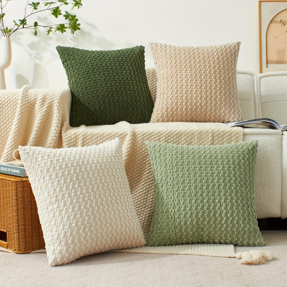 Boho Throw Pillow Covers 4 Pack Velvet Woven Cushion Covers Double-Sided Decorative Pillowcases for Sofa Couch Bed Chair 20x20 Inch Machine Washable