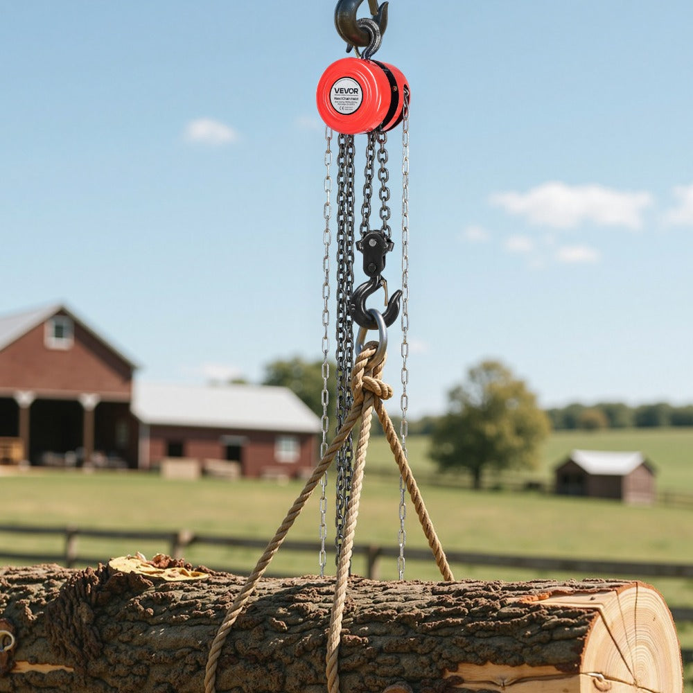 Hand Chain Hoist 2200 lb / 4400 lb Manual Chain Block with G70 Chain – 8 ft / 10 ft / 20 ft Lift Height, 360° Rotating Hooks, Security Brake, for Garage, Construction & Warehouse Lifting
