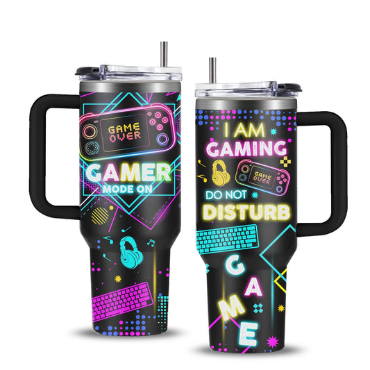Gamer Tumbler, 40 oz with Lid and Straw, Double-Wall Vacuum Insulated