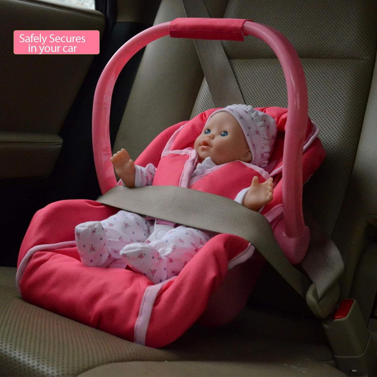Pink Unicorn Doll Car Seat and Carrier for Dolls Up to 18 Inches