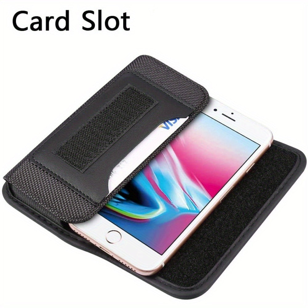 Nylon Phone Belt Clip Holster Pouch with Card Slot & Carabiner Hook - Horizontal Universal Cell Phone Carrying Case for iPhone 16 15 14 13 12 11 Pro Max, Samsung Galaxy S25 S24 S23 S22 Ultra A55 A35 A15 Note 20 & More