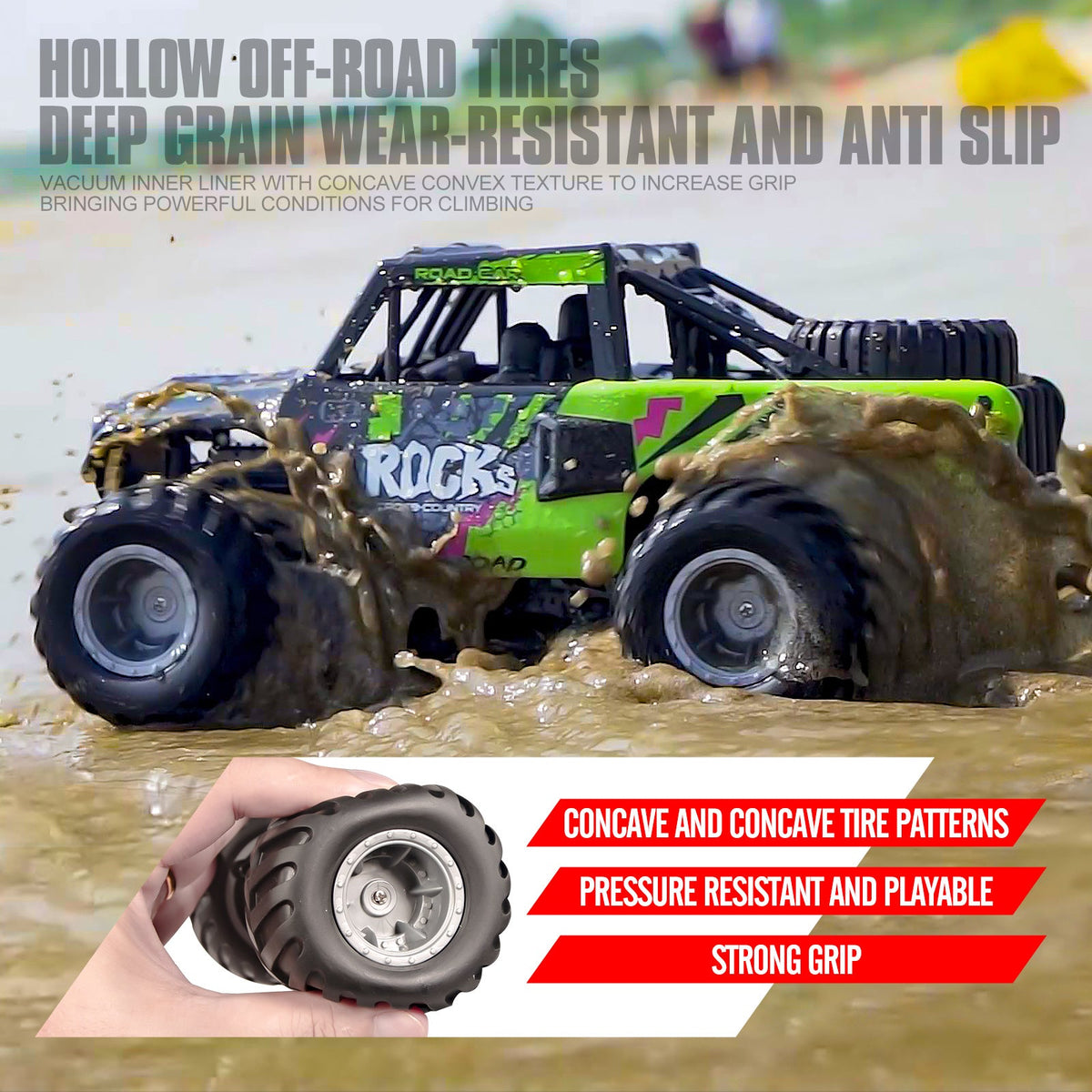 Amphibious RC Car 1:16 Scale 4WD, Waterproof Monster Truck or Pickup, 2 Batteries
