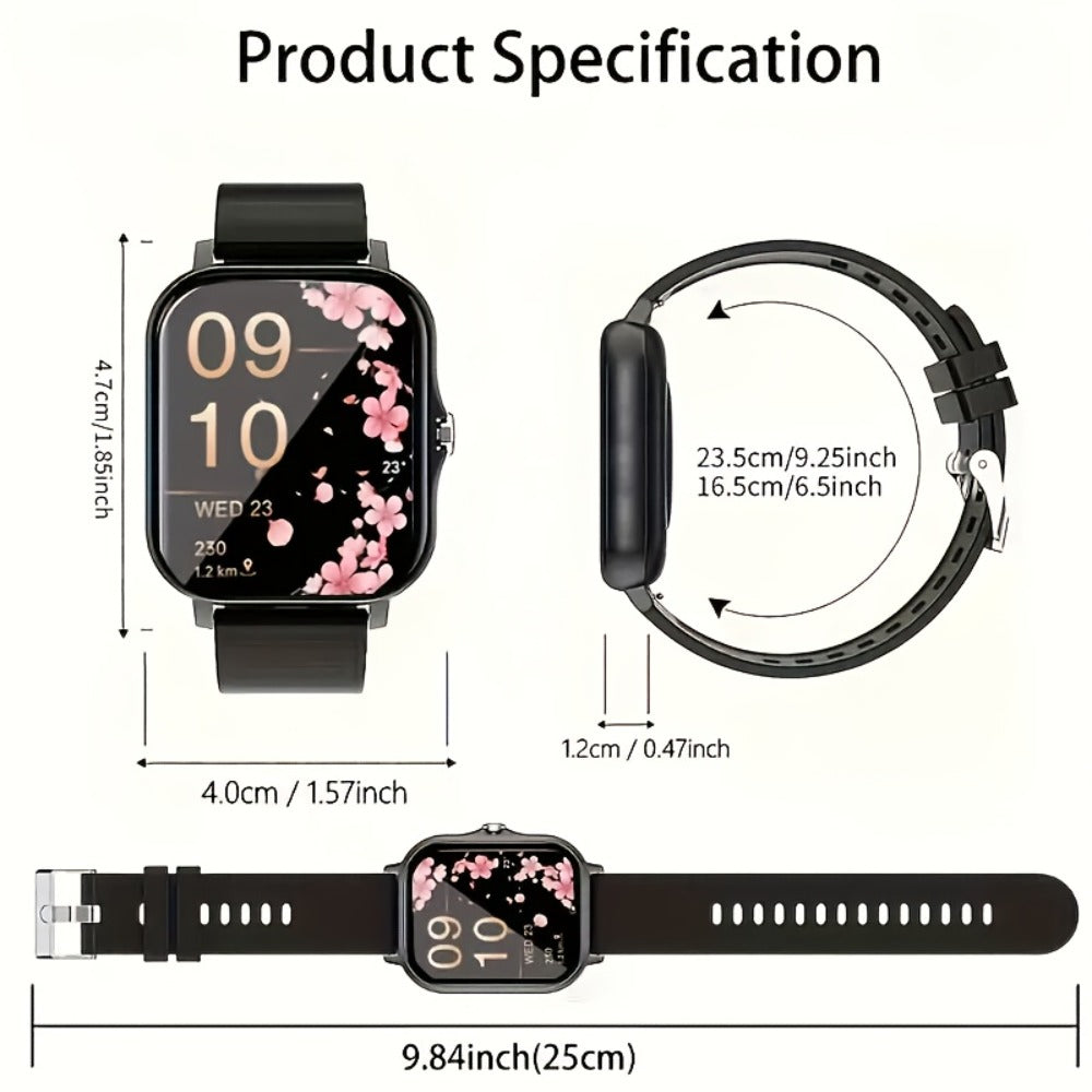 Navigation Smartwatch 1.83" Bluetooth 5.0 – Wireless Calling, Email Display, Location Navigation, Remote Camera, Music Player, Fitness Tracker – Unisex Gift Watch Black Pink Silver Gold