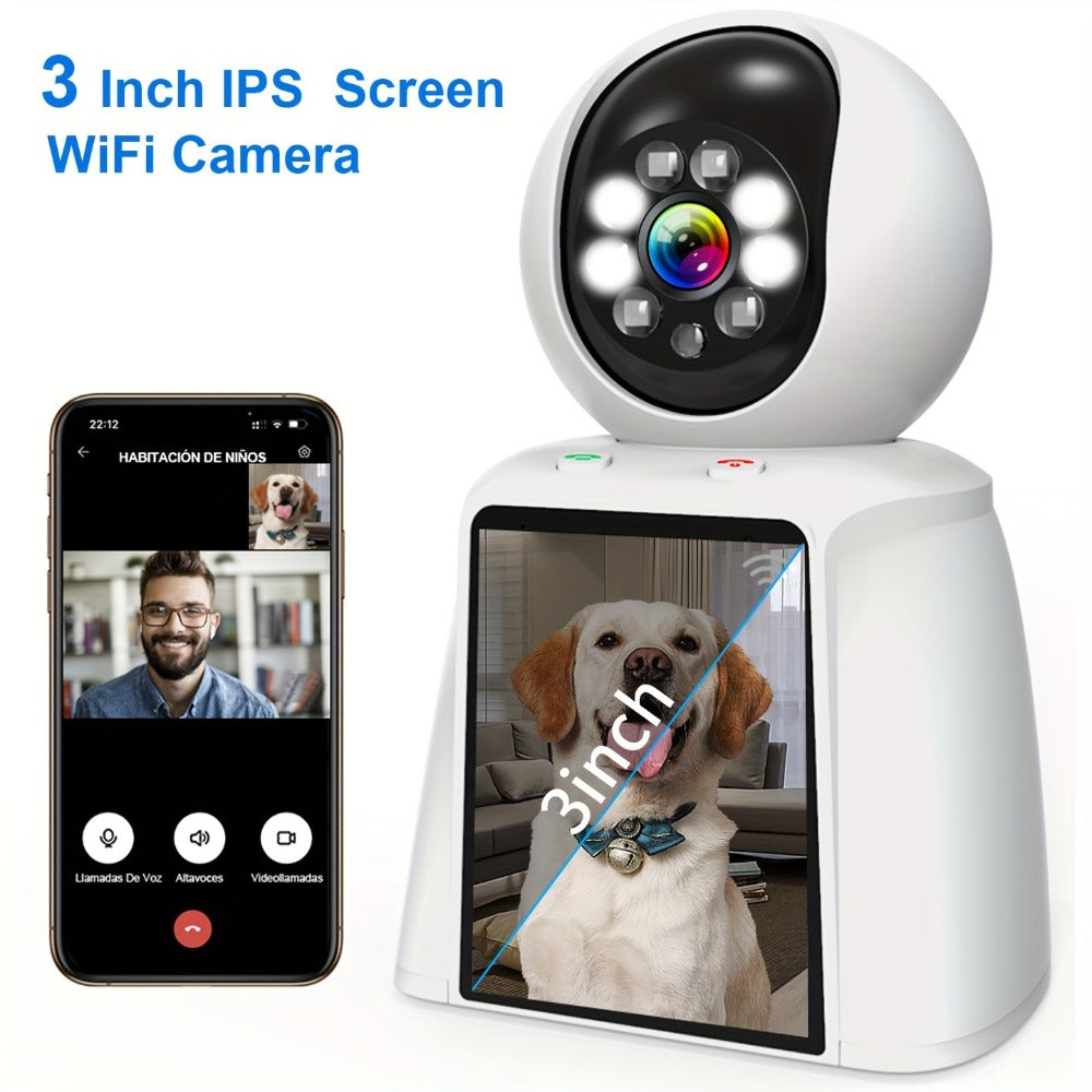 Pet Camera with 3-Inch Screen 1080P WiFi Indoor Home Security Camera for Baby & Kids Monitor, Video Calling, Two-Way Talk, 24/7 Recording & Motion Sensor Detection – Cat Dog Smart Surveillance with Speaker
