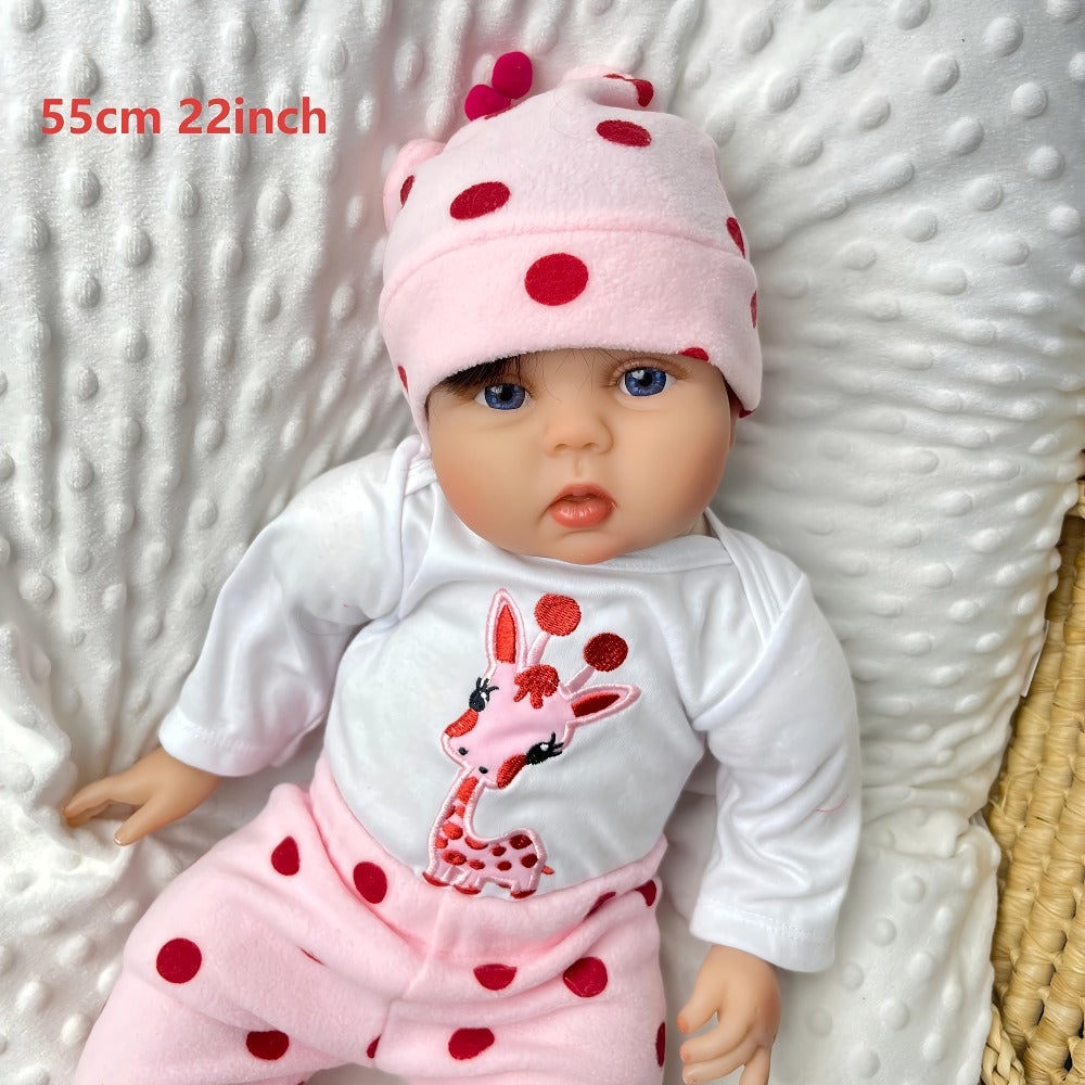 22-Inch Reborn Baby Doll with Pink Giraffe Plush and Cloth Body