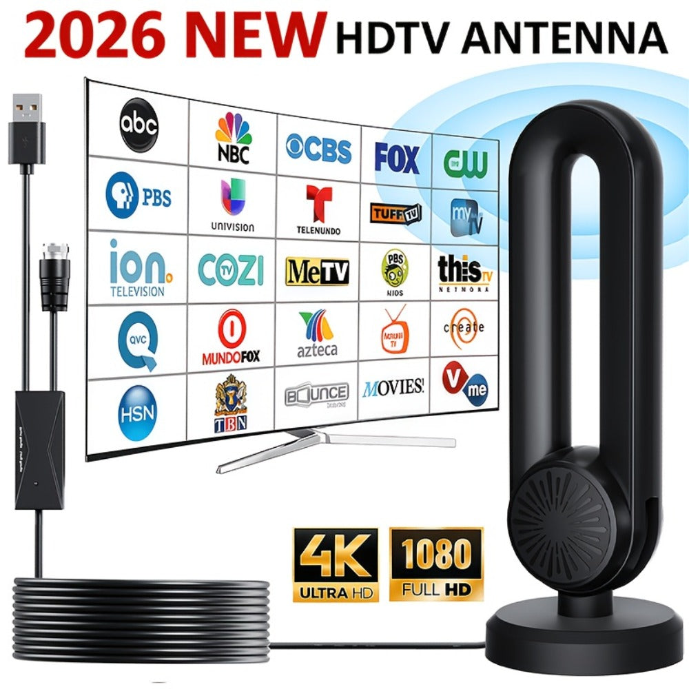 Long Range 250 Mile TV Antenna 4K 1080P – USB Powered, 180° Rotatable, Magnetic Base, Indoor & Outdoor, Smart & Legacy TVs, Home Car RV, HDTV-09 MAX