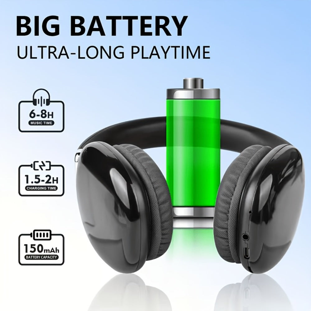 Rotatable Over-Ear Wireless Headphones Bluetooth 5.4 800mAh Large Battery Noise Reduction High Sound Quality Closed-Back Cushioned Headset for Sports Gaming Walking iOS Android Computer