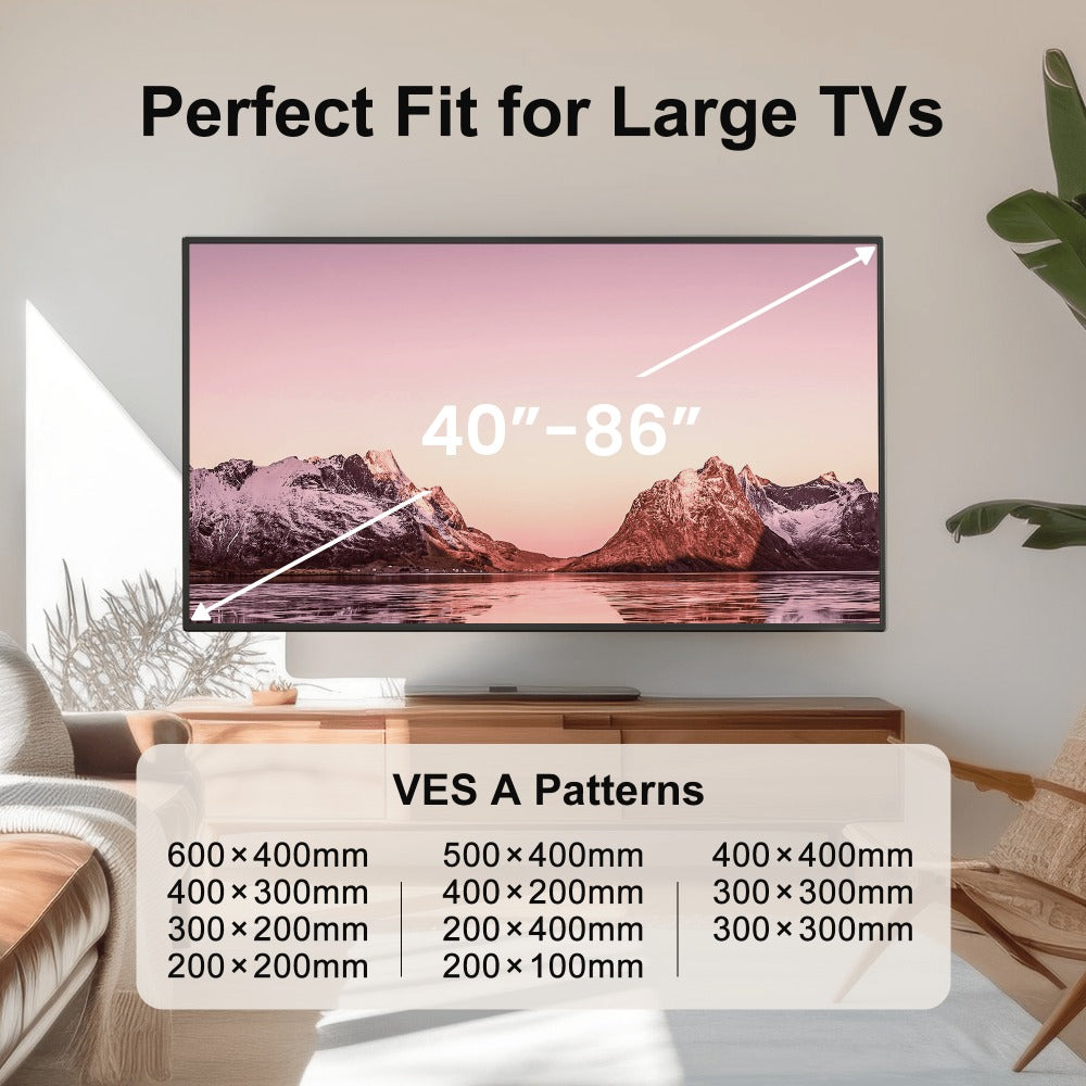 Full Motion TV Wall Mount 40-86 Inch – Holds 132 lbs, Pre-Assembled, Tool-Free Tilt Swivel Extend, VESA 600x400mm, Fits 12/16/18/24" Wood Studs