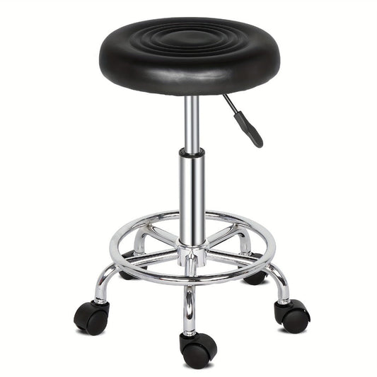 Round Padded Swivel Bar Stool, 24-Inch Backless Seat with Chrome Base