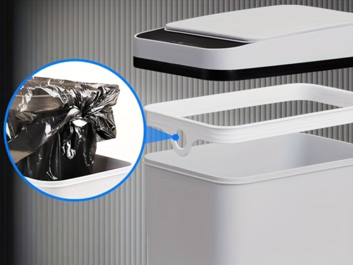 Motion Sensor Trash Can 2-Pack – 2.8 Gallon Touchless Automatic Slim Garbage Can with Auto Lid, Hands-Free Infrared Sensor Waste Basket for Bathroom Bedroom Office | White & Black