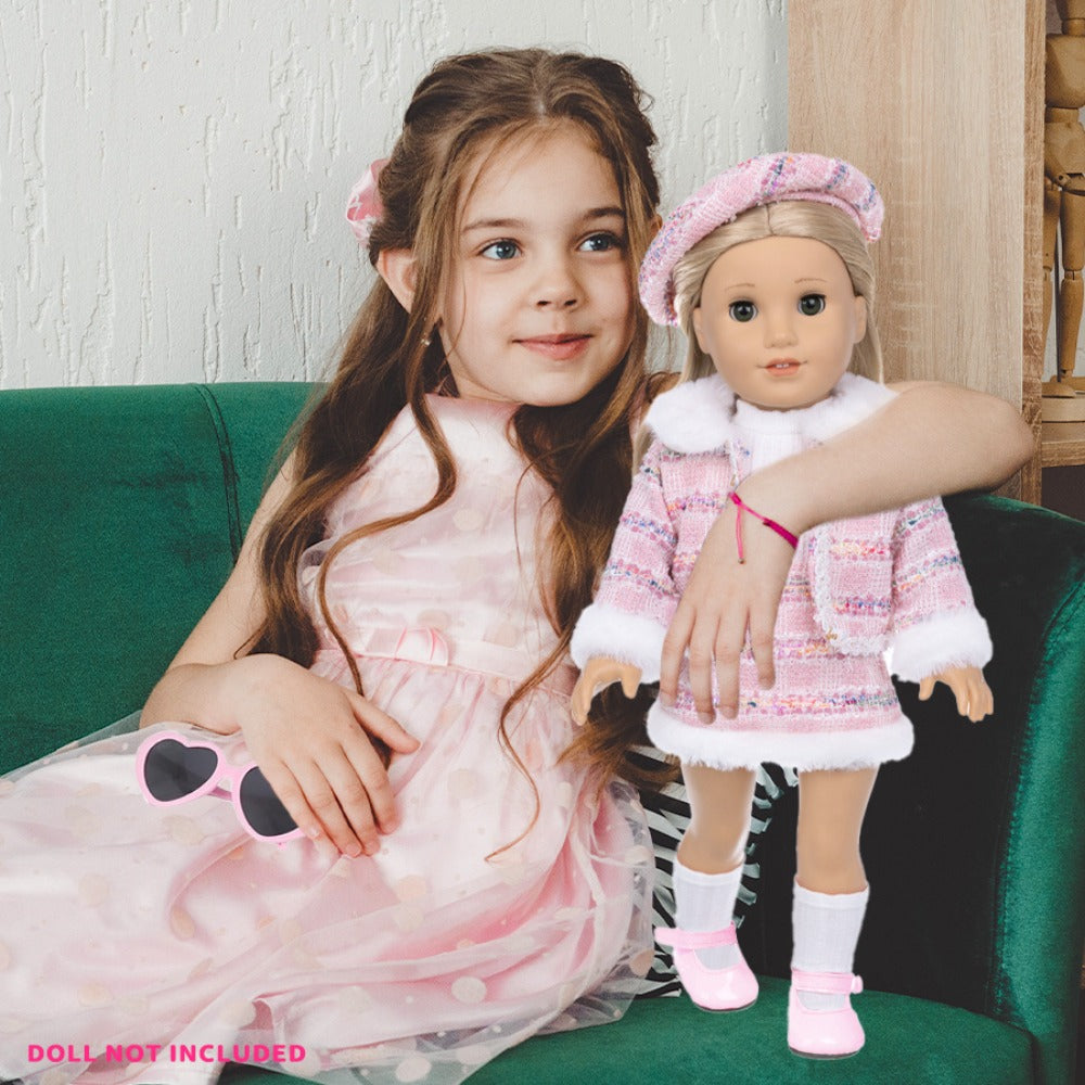 Knitted Doll Clothes Set for 16-18 Inch Dolls with Shoes and Accessories