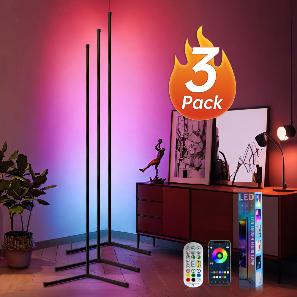 RGB Smart Floor Lamp 56 Inch – 16 Million DIY Color Changing with App & Remote Control, Music Sync, 4 Modes, USB Powered for Game Room, Christmas & Halloween Decor (1, 2 or 4 Pack)