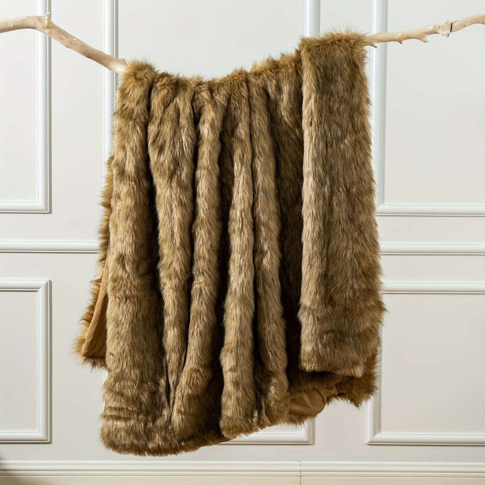 Long Hair Fluffy Reversible Plush Velvet Throw Blanket – 300-350gsm Soft Elegant Throw for Couch & Bed, 6 Colors, 2 Sizes