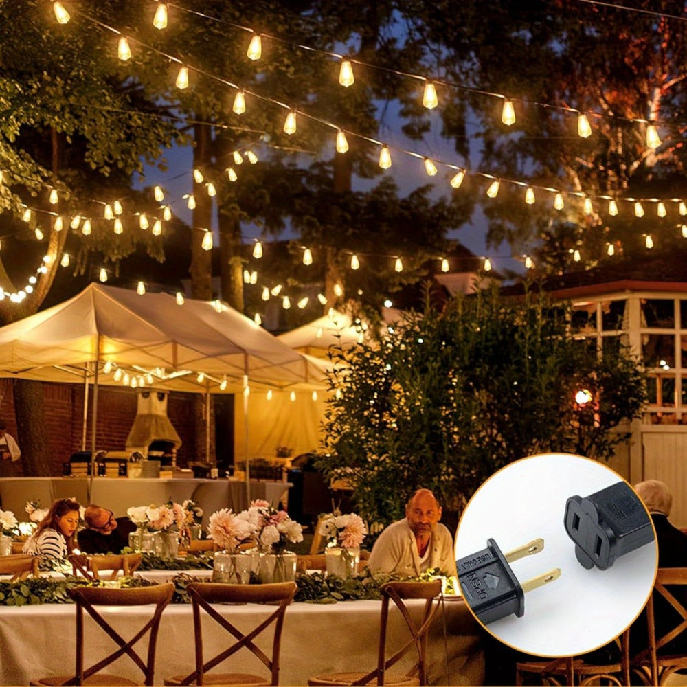Patio String Lights 100FT ST38 Edison Bulbs Shatterproof – 2700K Warm White Dimmable Connectable Outdoor Hanging Lights with Hooks for Patio Garden Wedding Bistro Party Christmas Decor