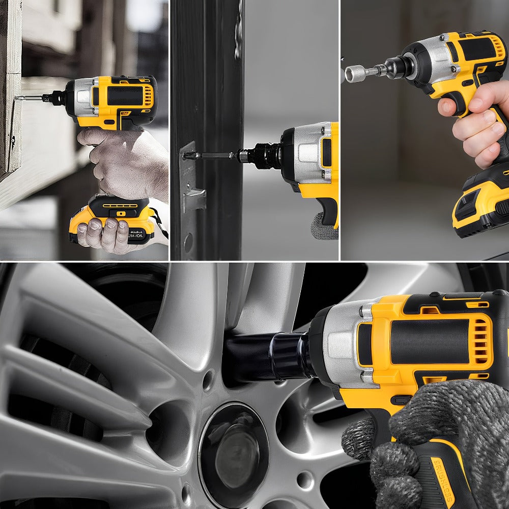 Cordless Impact Wrench 1/2 Inch Brushless – 450N.m 259Ft-lbs High Torque Impact Gun, 3300RPM Variable Speed, 12 Sockets, Fast Charger & Dual Battery Options for Auto Repair & Home Use
