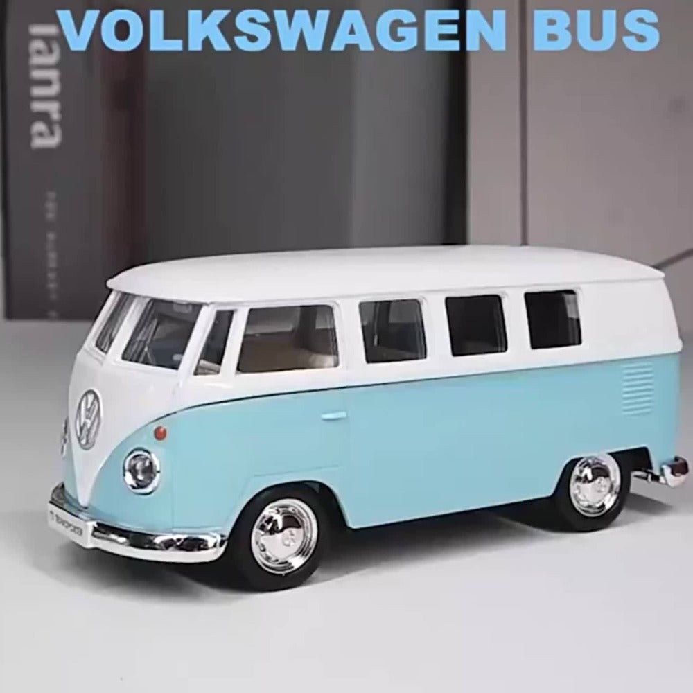 Volkswagen T1 Bus Diecast Model Car, 1:36 Scale Zinc Alloy Pullback with Detailed Interior