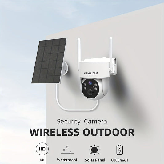 Solar PTZ Security Camera with 4K Video, PIR Motion Alarm & Color Night Vision