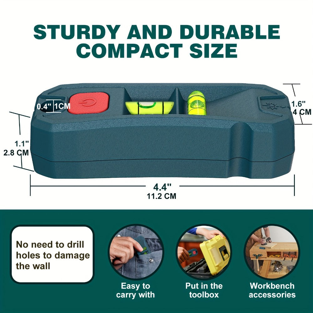 Magnetic Stud Finder with Laser Level – High Brightness Laser Marker, Horizontal & Vertical Bubble Level, Wall Detector for Drywall & Wood, Nail Locator for Hanging Pictures & Home Renovation