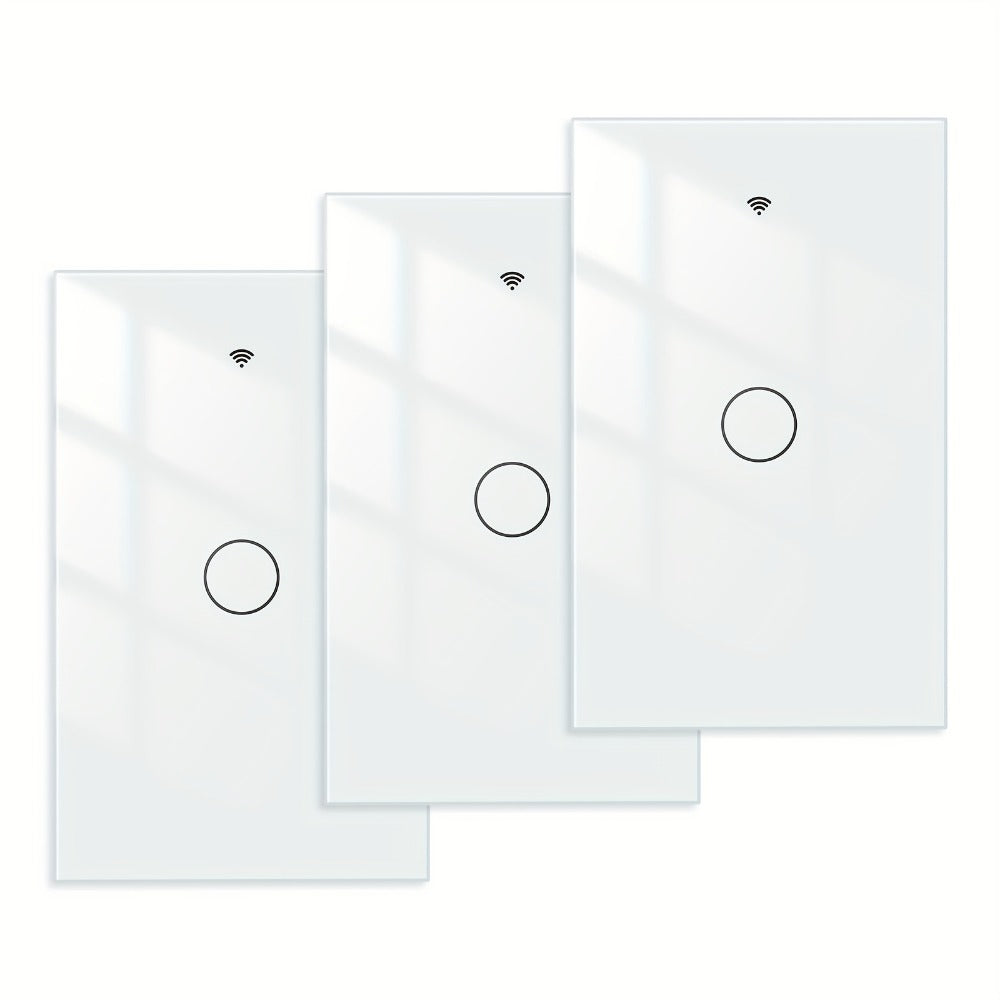 No Neutral Wire Smart Touch Wall Switch MOES WiFi 1/2/3 Gang Single Fire, Works with Alexa & Google Home, App Remote Control, 2.4GHz 110V White – 2 Pack 3 Pack Smart Light Switch