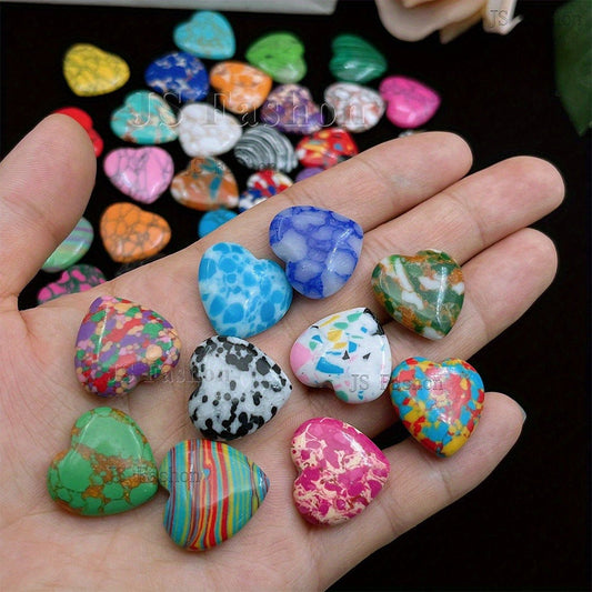 Heart-Shaped Natural Stones in Mixed Colors, 50 or 100 Pieces for Crafts