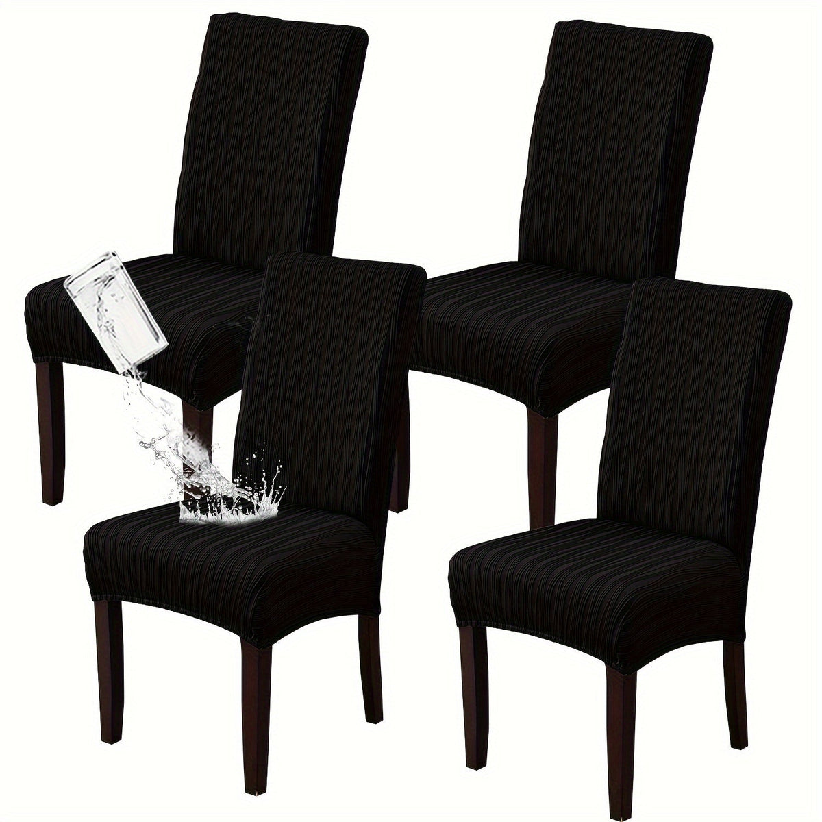 Dining Chair Covers Stretch Slipcovers Set of 4 or 6, Stain Resistant Removable Washable Chair Protector for Home Kitchen Restaurant Wedding, Spandex Jacquard Fabric, 7 Colors Available