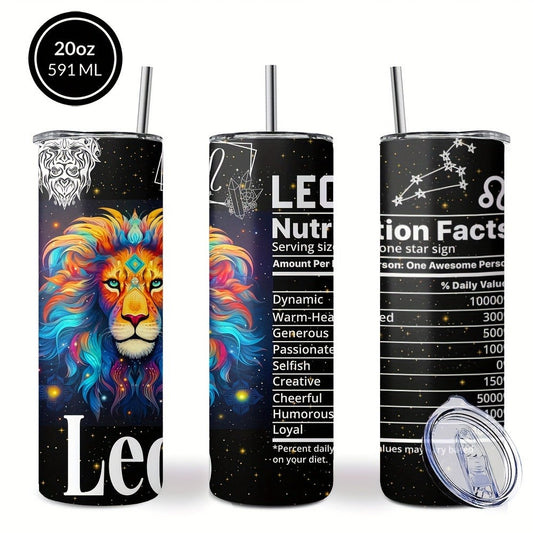 Zodiac Insulated Tumbler, 20 oz Stainless Steel with Lid and Straw, 12 Signs