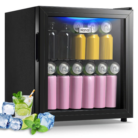 Beverage Refrigerator with Glass Door, 1.7 or 3.5 Cu Ft, Blue LED & Adjustable Shelves