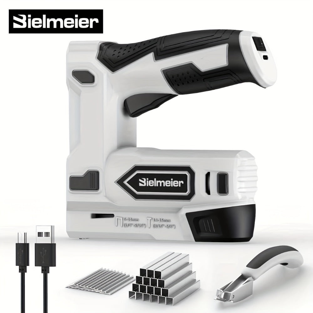 Cordless Stapler Brad Nailer 2-in-1 4V / 20V No Compressor – Lightweight with Battery, Charger & 1600pcs Nails & Staples, for Carpentry, Home Improvement, Upholstery & DIY – Multiple Colors & Upgrade Versions