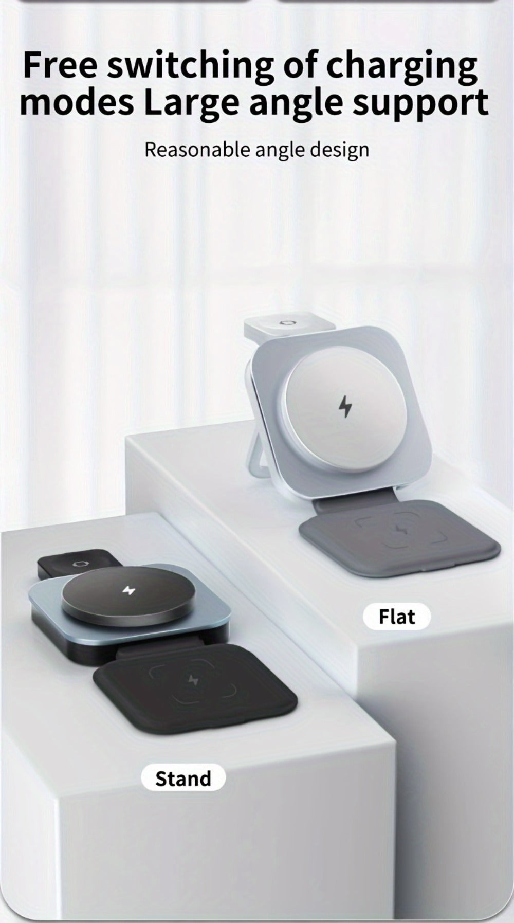 Foldable Travel 3-in-1 Wireless Charging Station 15W – Fast Charge for iPhone 17 16 15 14 13 12 Pro Max Plus, Apple Watch Ultra Series 9 8 7 6 5 4 3 2 1 SE & AirPods 4 3 2 Pro | Portable Black Charger
