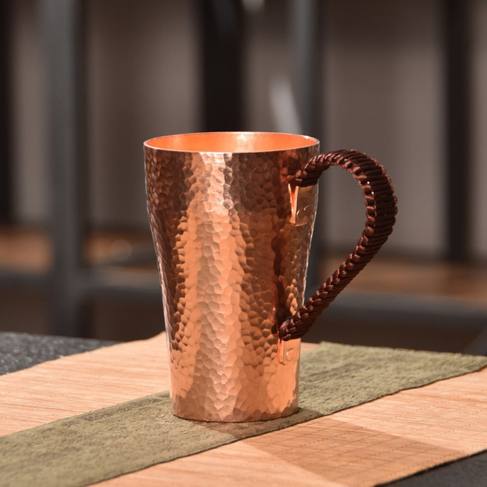 Handcrafted Copper Mug with Hammer Pattern – Pure Copper Coffee Mug, Tea Cup & Water Vessel – Artisan Copper Drinking Cup for Moscow Mule, Milk, Hot & Cold Beverages – Unique Kitchen Gift