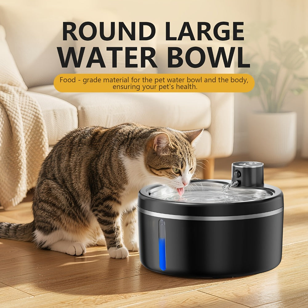 Stainless Steel Cat Water Fountain 84oz – Cordless Rechargeable, Motion Sensor Auto-On, Ultra-Silent Pump, 2 Filters Included, BPA-Free Pet Water Dispenser for Cats & Dogs