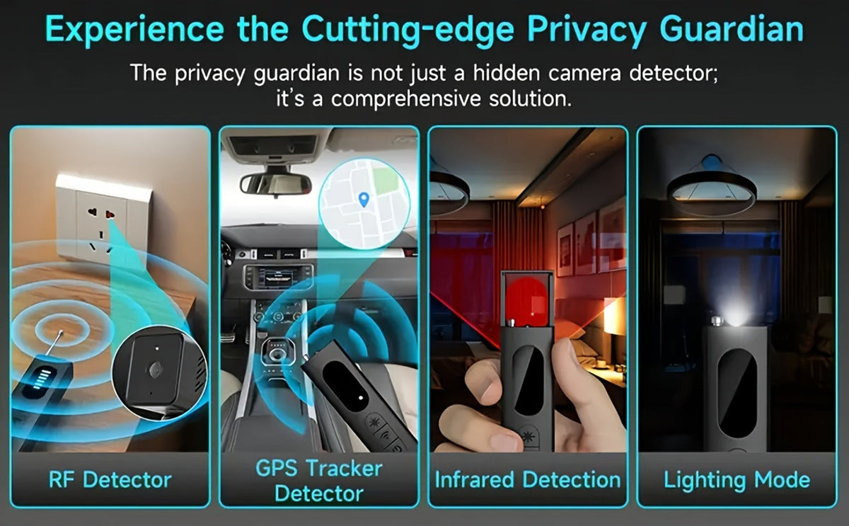 Anti Spy Hidden Camera Detector RF Signal Scanner Portable Bug Detector, GPS Tracker Finder, Listening Device Detector, Rechargeable Wireless Security Sweep Tool for Travel Hotel Airbnb Car Home Office
